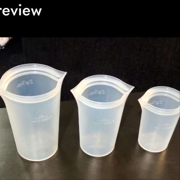 Zip Top Reusable Silicone 3-Piece Cup Set- Frost - Picture 11 of 16